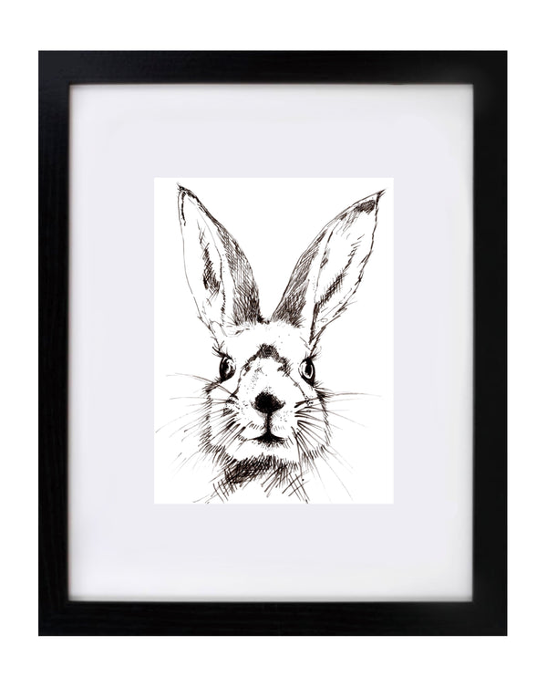 Black and White Bunny Art Print