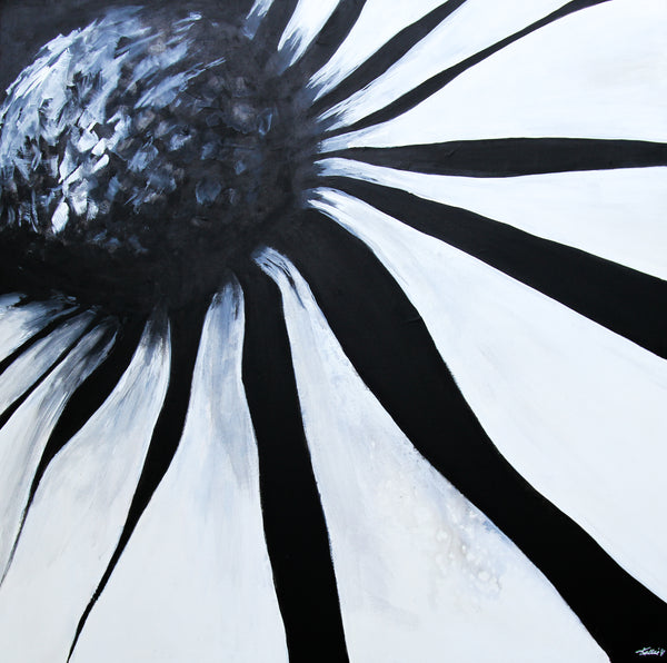 Black and White Flower Original Painting