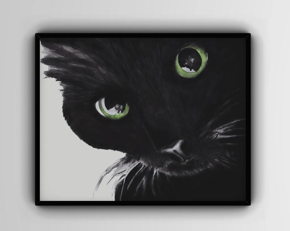 Black Cat Wall Art Print - White Wall Market