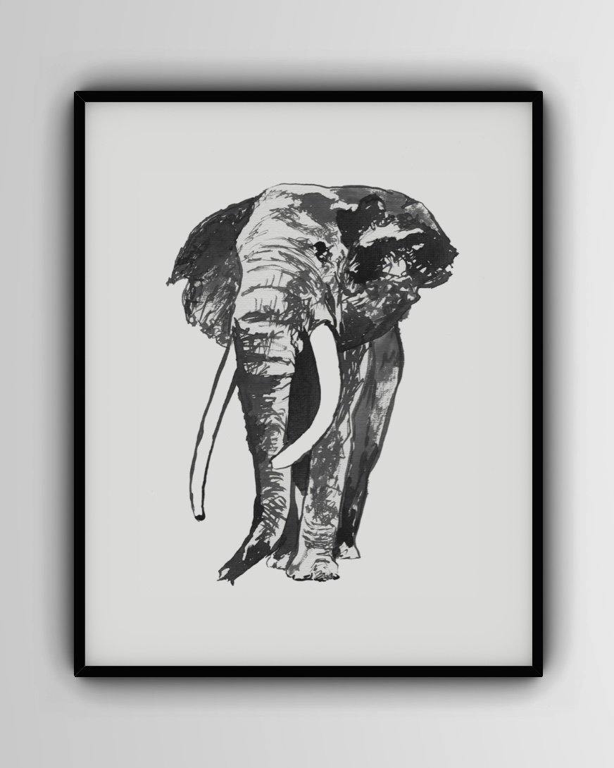 Elephant Print - White Wall Market